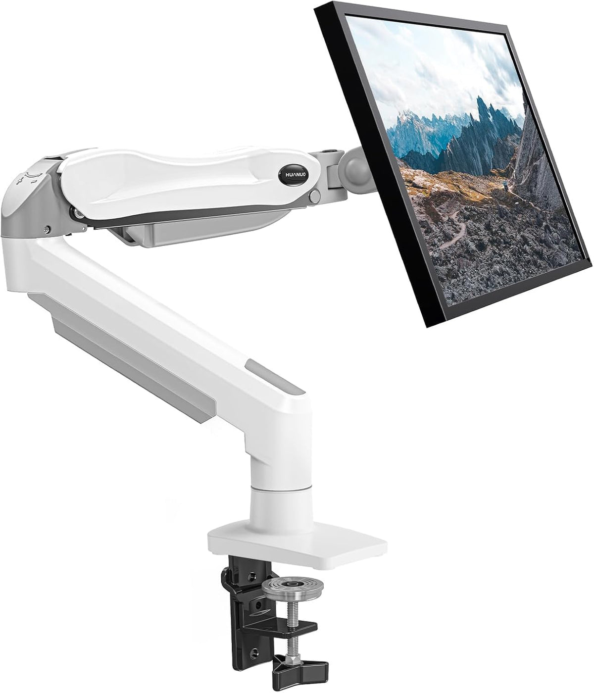 FlowLift™ Single Monitor Mount, 13 to 32 Inch Monitor Arm, Adjustable Monitor Stand, Vesa Mount with Clamp and Grommet Base - Fits 4.4 to 19.8lbs LCD Computer Monitors