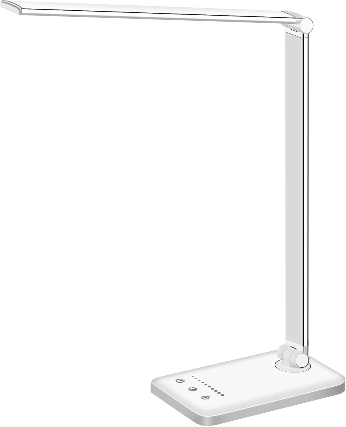 LED Desk Lamp Dimmable Table Lamp Reading Lamp with USB Charging Port, 5 Lighting Modes, Sensitive Control, 30/60 Minutes Timer (White, First-Generation)