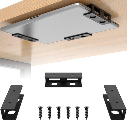 Under Desk Laptop Mount with Anti-Scratch Felt Board Under Desk Laptop Holder Tray Durable Under Desk Shelf for Laptop Thick up to 1.15”