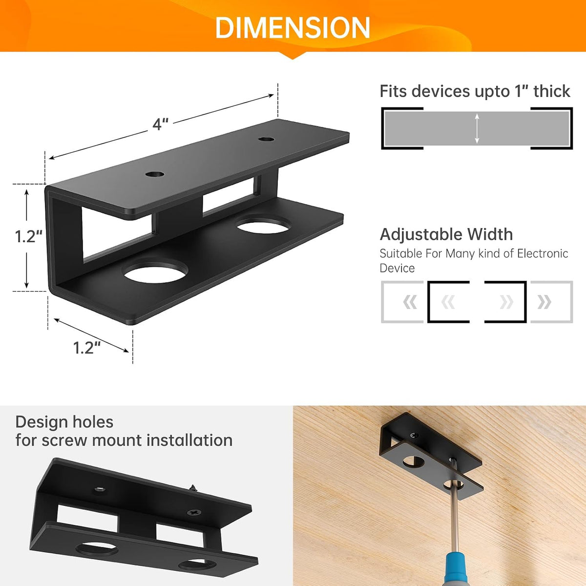 Under Desk Laptop Mount with Anti-Scratch Felt Board Under Desk Laptop Holder Tray Durable Under Desk Shelf for Laptop Thick up to 1.15”