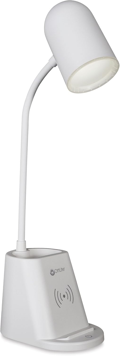 Aglow LED Table Lamp with Wireless Charging, White