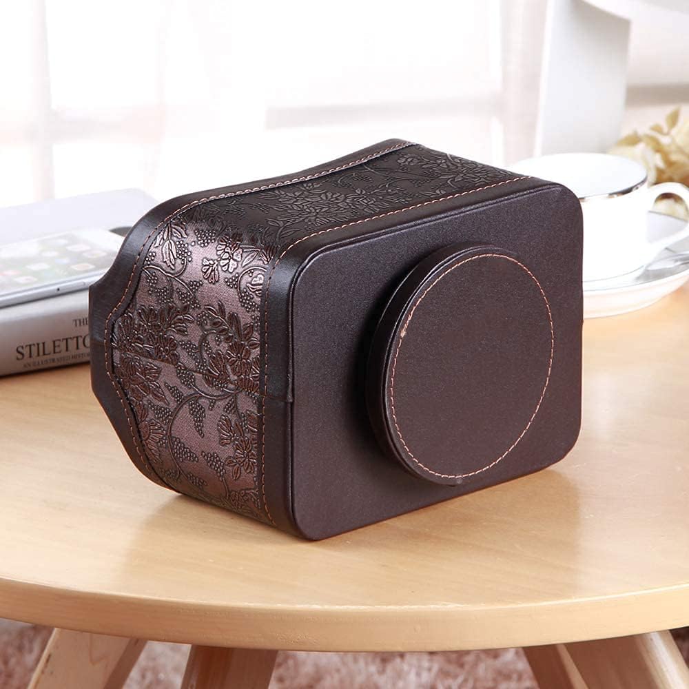 PU Leather Remote Control Holder,360 Degree Spinning Desk TV Remote Caddy,Desk Organizers and Accessories,for Controller,Media,Mail,Calculator,Mobile Phone,Pen Storage Holder(Beige)