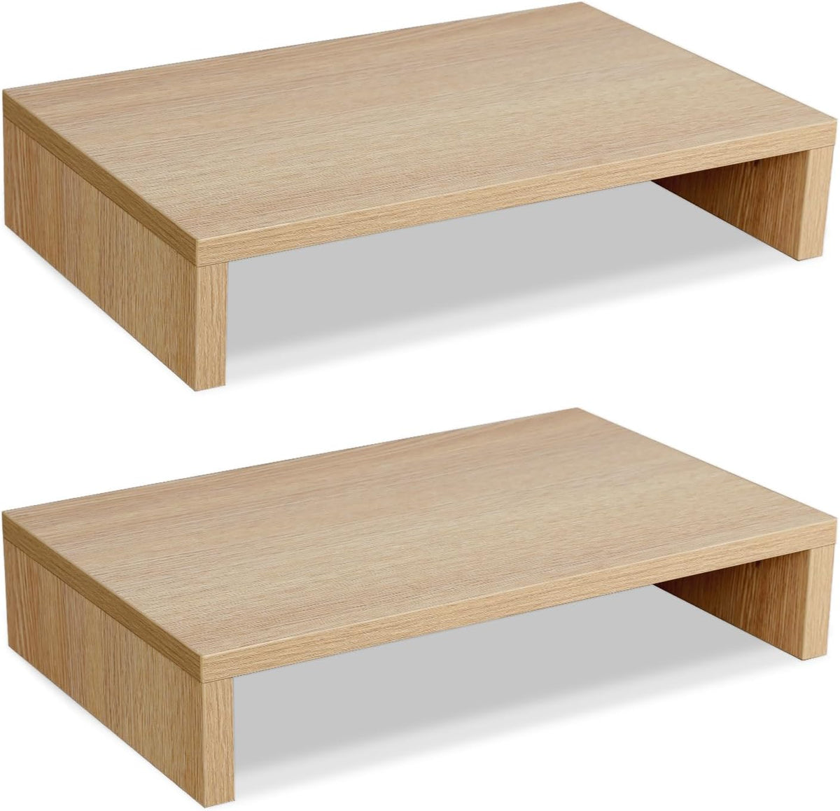 2-Pack Wood Monitor Riser, Desk Stand for 2 Monitors, Rustic Brown