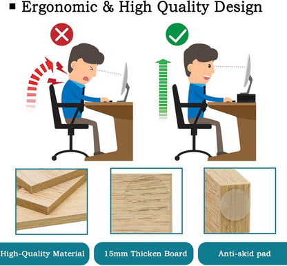 2-Pack Wood Monitor Riser, Desk Stand for 2 Monitors, Rustic Brown