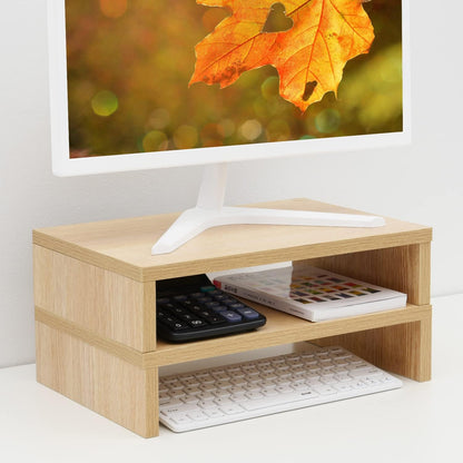 2-Pack Wood Monitor Riser, Desk Stand for 2 Monitors, Rustic Brown