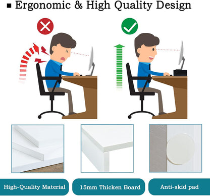 2-Pack Wood Monitor Riser, Desk Stand for 2 Monitors, Rustic Brown