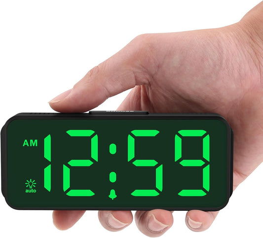 Small Slim Digital Alarm Clock Battery Operated for Bedrooms Travel