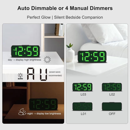 Small Slim Digital Alarm Clock Battery Operated for Bedrooms Travel