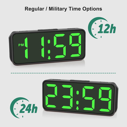 Small Slim Digital Alarm Clock Battery Operated for Bedrooms Travel