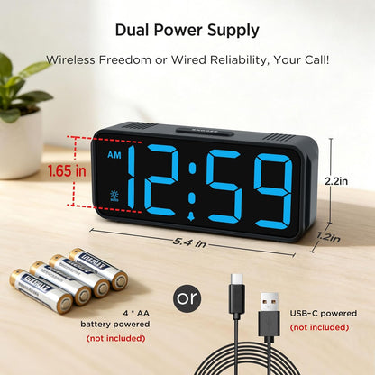 Small Slim Digital Alarm Clock Battery Operated for Bedrooms Travel