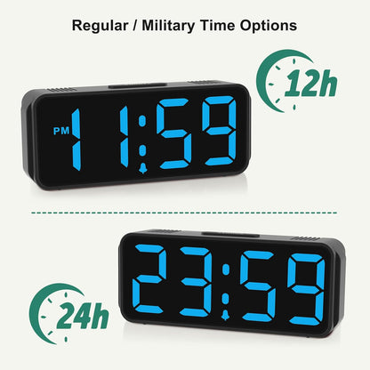 Small Slim Digital Alarm Clock Battery Operated for Bedrooms Travel