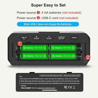 Small Slim Digital Alarm Clock Battery Operated for Bedrooms Travel