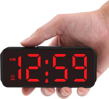 Small Slim Digital Alarm Clock Battery Operated for Bedrooms Travel