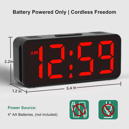 Small Slim Digital Alarm Clock Battery Operated for Bedrooms Travel