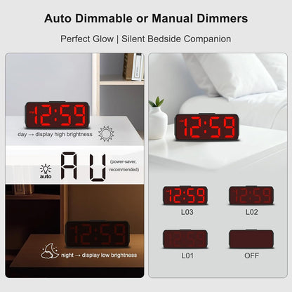 Small Slim Digital Alarm Clock Battery Operated for Bedrooms Travel