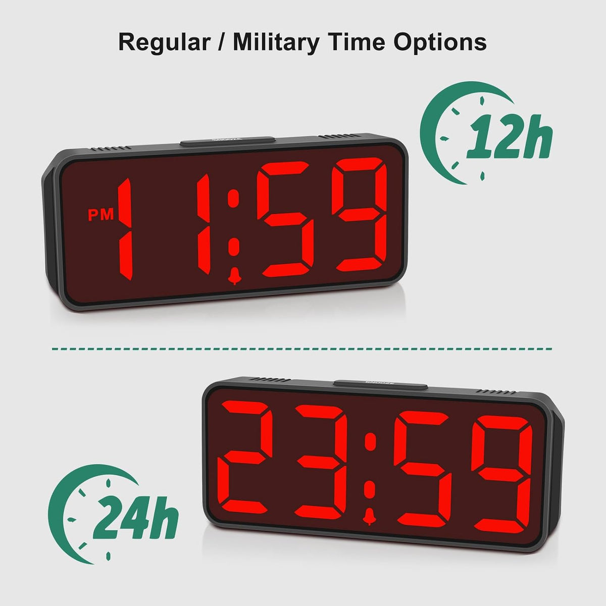 Small Slim Digital Alarm Clock Battery Operated for Bedrooms Travel
