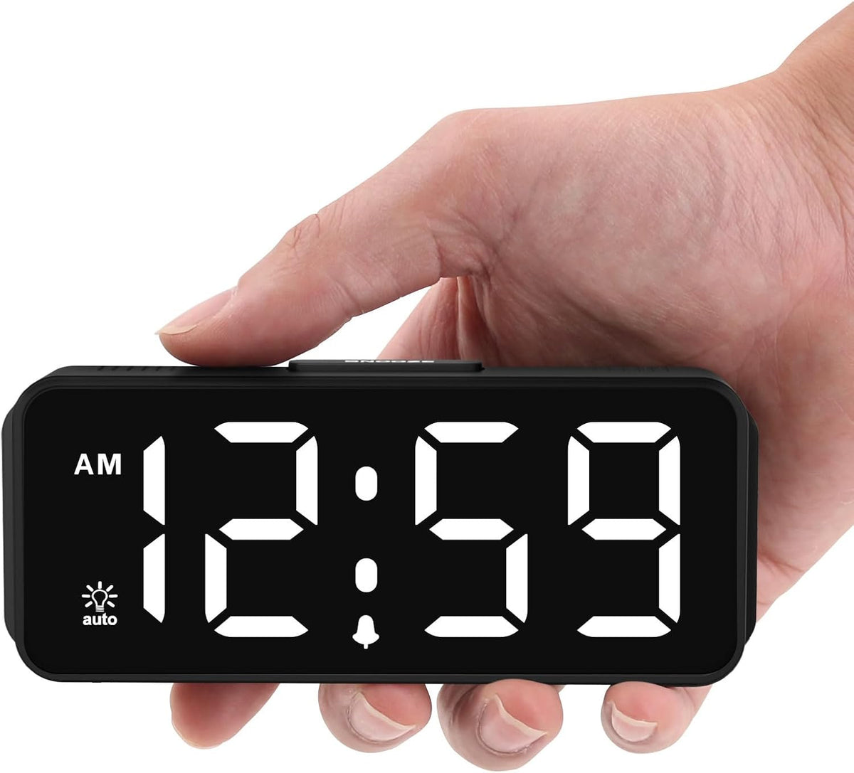 Small Slim Digital Alarm Clock Battery Operated for Bedrooms Travel