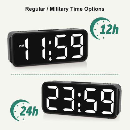 Small Slim Digital Alarm Clock Battery Operated for Bedrooms Travel