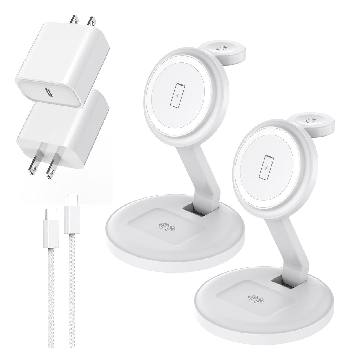 Charging Station for Apple Magnetic Wireless iPhone Mag-Safe Charger,15W 3in1 Foldable Wireless Dock Fast MagSafe Charger Stand for iPhone 17 Pro Max/16 Plus/16 ProMax/15/14/13,Apple Watch,AirPods Pro