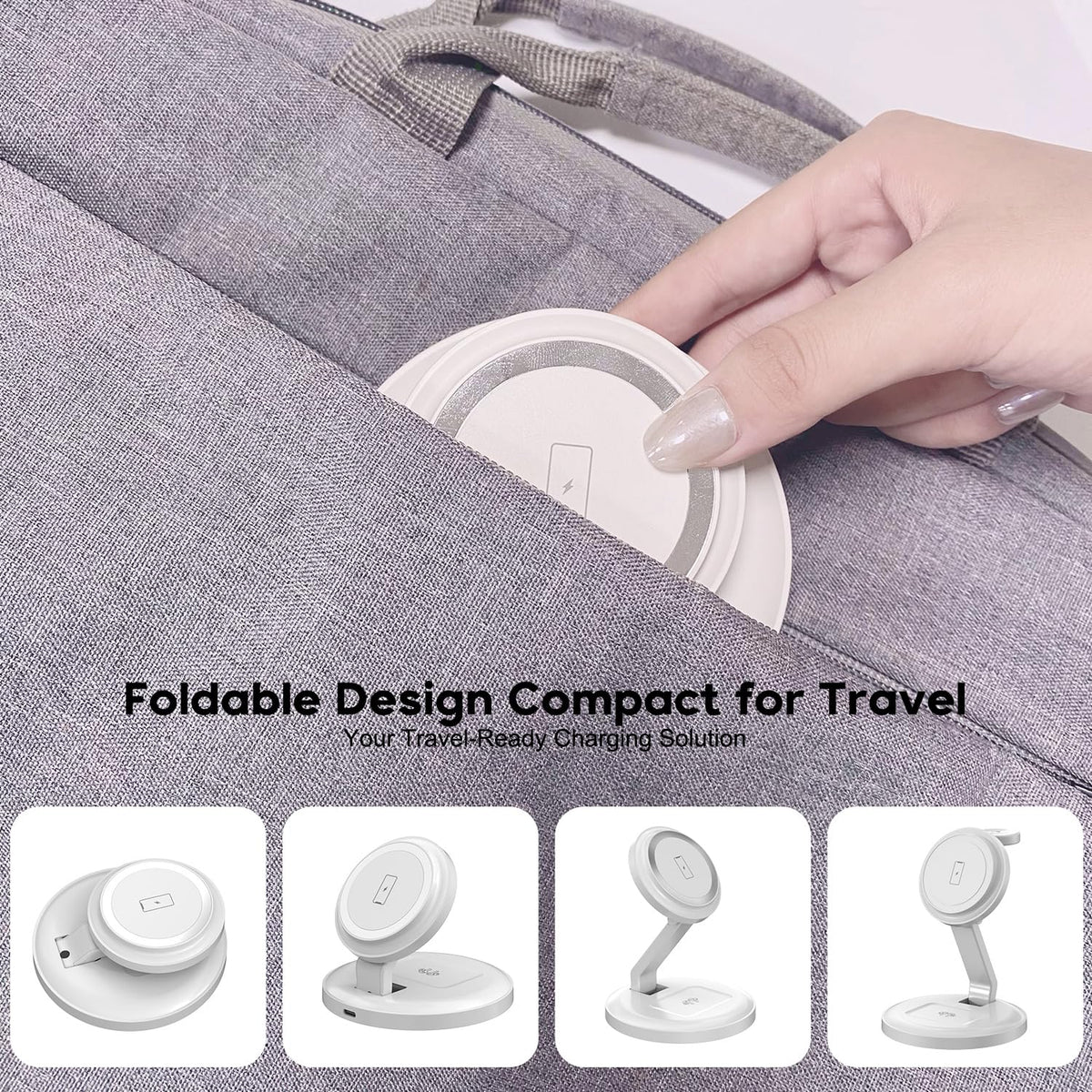 Charging Station for Apple Magnetic Wireless iPhone Mag-Safe Charger,15W 3in1 Foldable Wireless Dock Fast MagSafe Charger Stand for iPhone 17 Pro Max/16 Plus/16 ProMax/15/14/13,Apple Watch,AirPods Pro