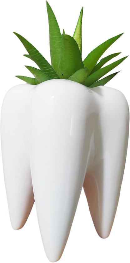Ceramic Animal Shaped Flower Pot - Unique and Charming Home Decor (Tooth)