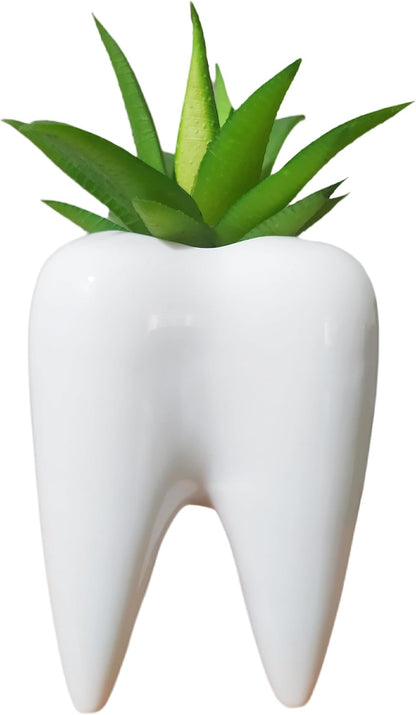 Ceramic Animal Shaped Flower Pot - Unique and Charming Home Decor (Tooth)