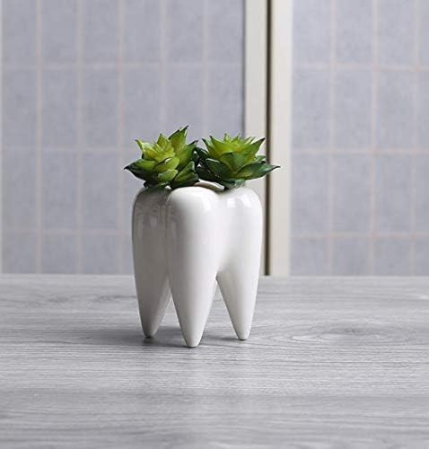 Ceramic Animal Shaped Flower Pot - Unique and Charming Home Decor (Tooth)