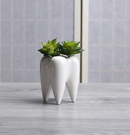 Ceramic Animal Shaped Flower Pot - Unique and Charming Home Decor (Tooth)