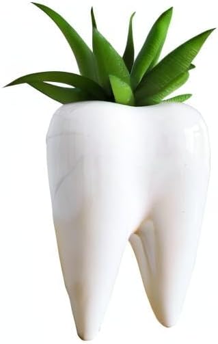 Ceramic Animal Shaped Flower Pot - Unique and Charming Home Decor (Tooth)
