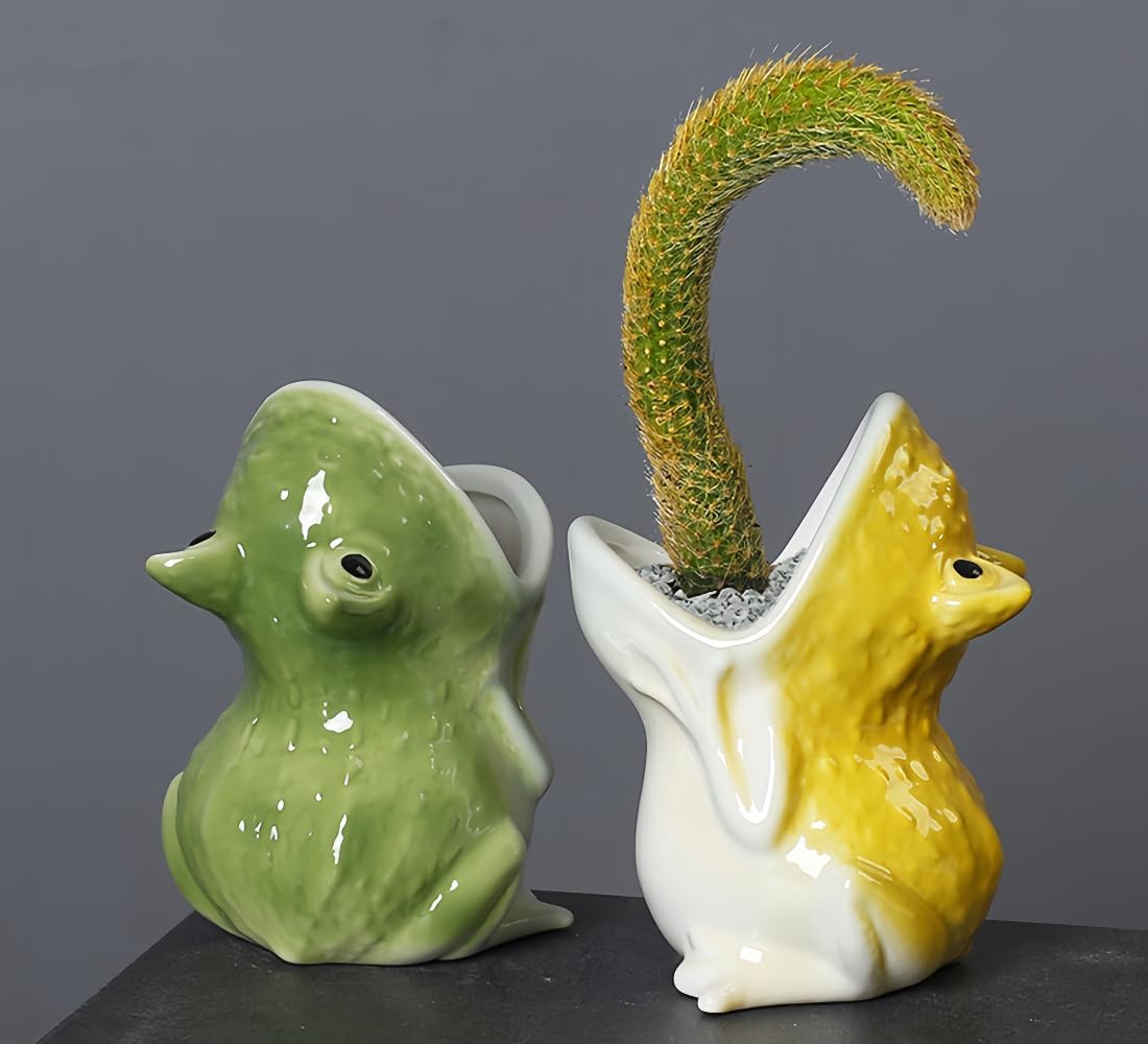 Ceramic Animal Shaped Flower Pot - Unique and Charming Home Decor (Tooth)
