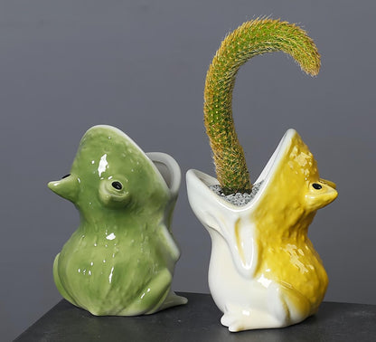 Ceramic Animal Shaped Flower Pot - Unique and Charming Home Decor (Tooth)