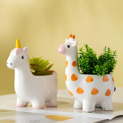 Ceramic Animal Shaped Flower Pot - Unique and Charming Home Decor (Tooth)