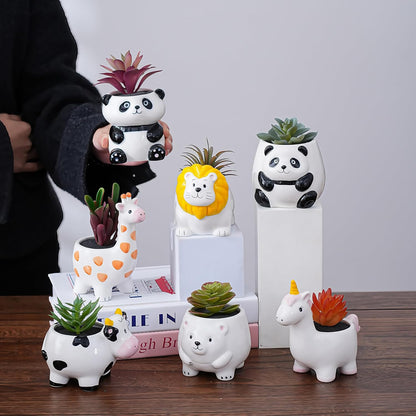 Ceramic Animal Shaped Flower Pot - Unique and Charming Home Decor (Tooth)