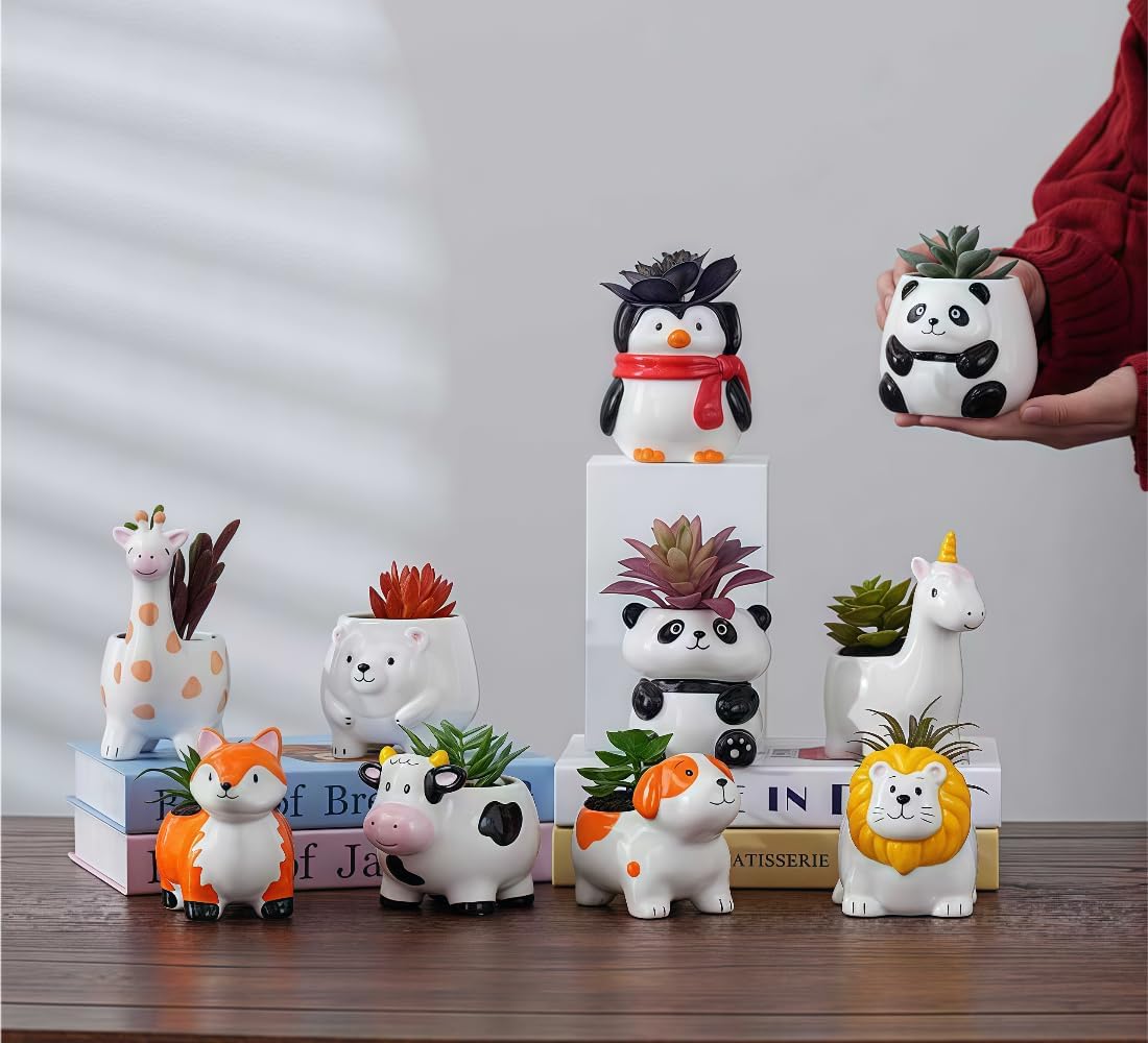 Ceramic Animal Shaped Flower Pot - Unique and Charming Home Decor (Tooth)