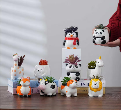 Ceramic Animal Shaped Flower Pot - Unique and Charming Home Decor (Tooth)