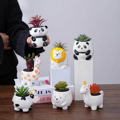 Ceramic Animal Shaped Flower Pot - Unique and Charming Home Decor (Tooth)
