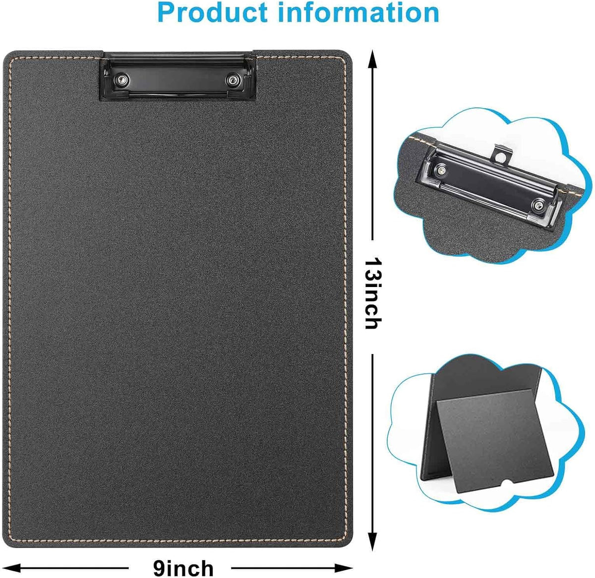 Desktop Document Holder for Typing Clipboard, Paper Holder Stand for Desk When Typing Copy Holder Foldable Stand Clipboard 9 x 13 Inch (Black, 1 Pack)