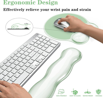 Gel Wrist Rest for Keyboard and Mouse Pad Set - Clear Green