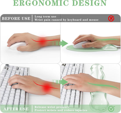 Gel Wrist Rest for Keyboard and Mouse Pad Set - Clear Green
