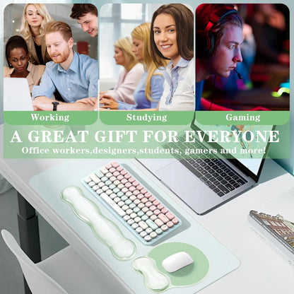 Gel Wrist Rest for Keyboard and Mouse Pad Set - Clear Green