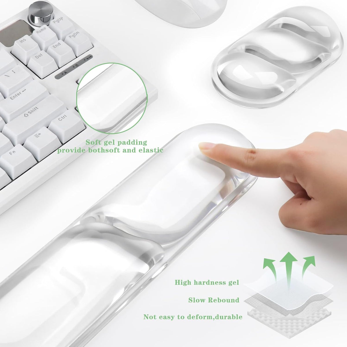 Gel Wrist Rest for Keyboard and Mouse Pad Set - Clear Green