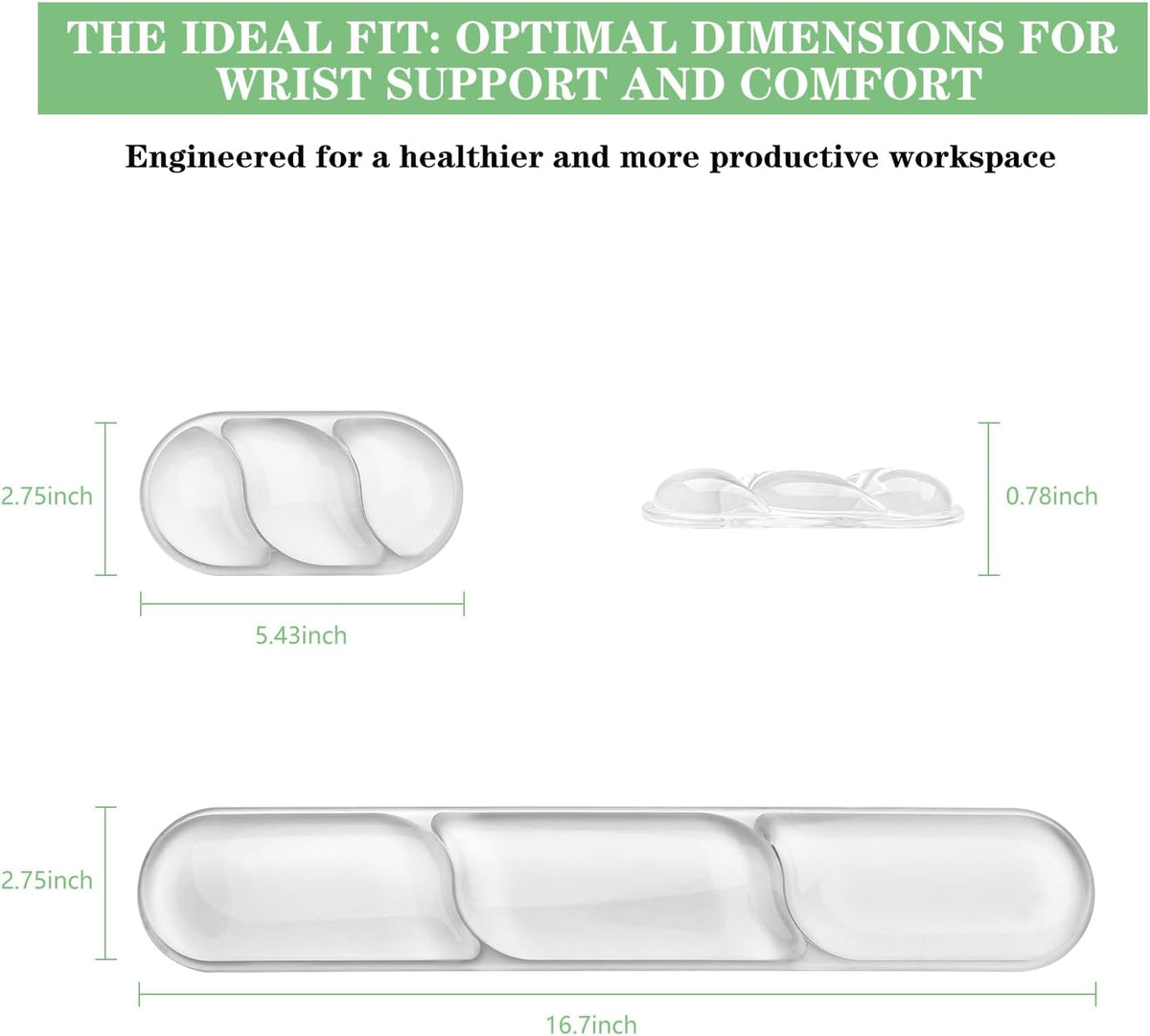 Gel Wrist Rest for Keyboard and Mouse Pad Set - Clear Green