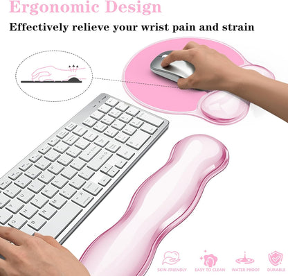Gel Wrist Rest for Keyboard and Mouse Pad Set - Clear Green