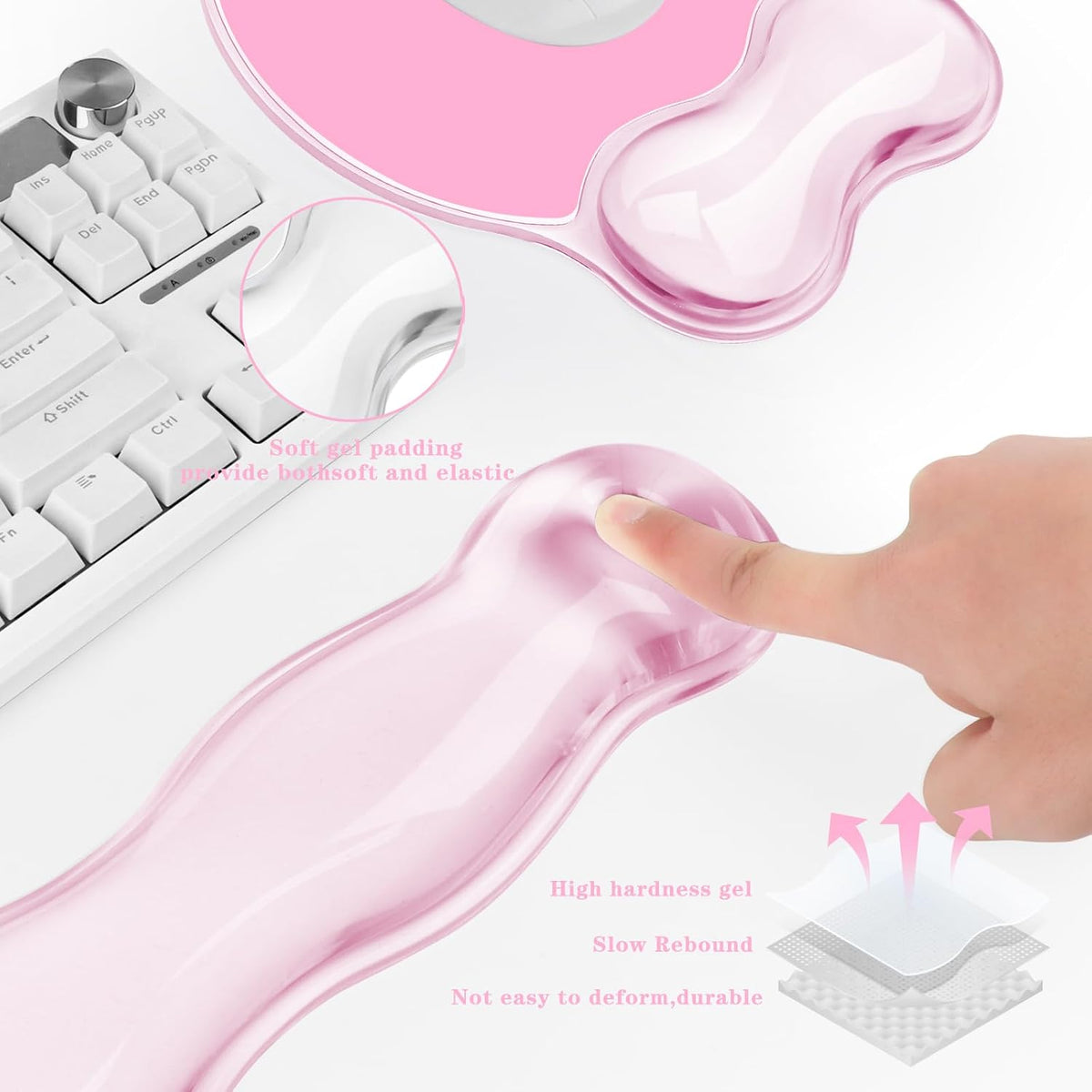 Gel Wrist Rest for Keyboard and Mouse Pad Set - Clear Green