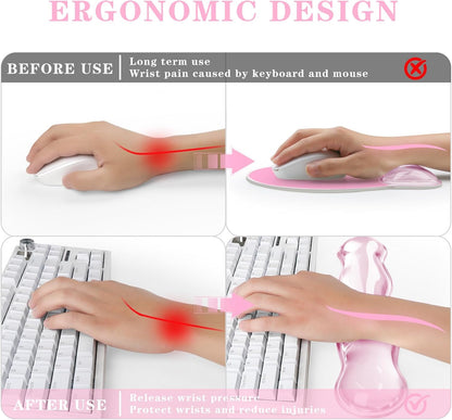 Gel Wrist Rest for Keyboard and Mouse Pad Set - Clear Green