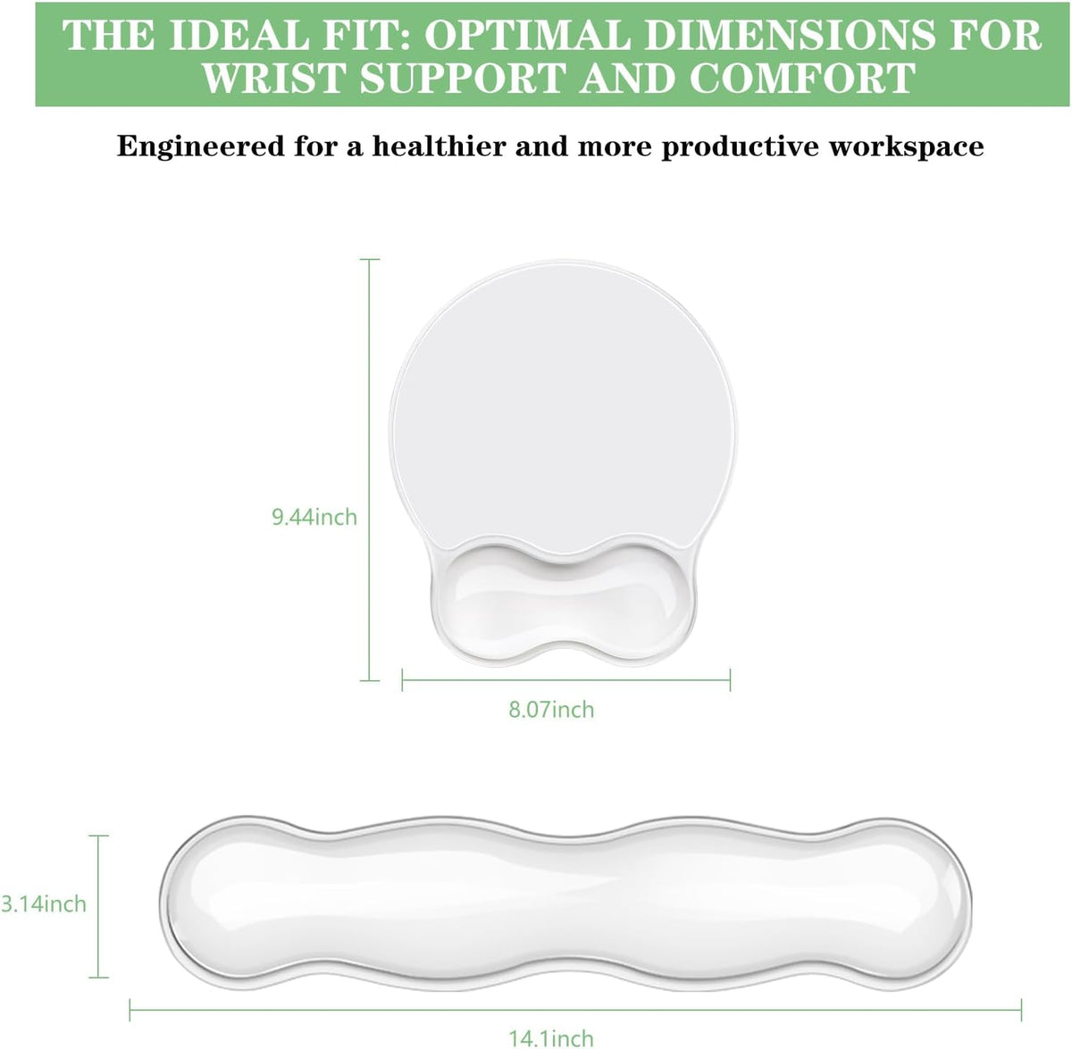 Gel Wrist Rest for Keyboard and Mouse Pad Set - Clear Green