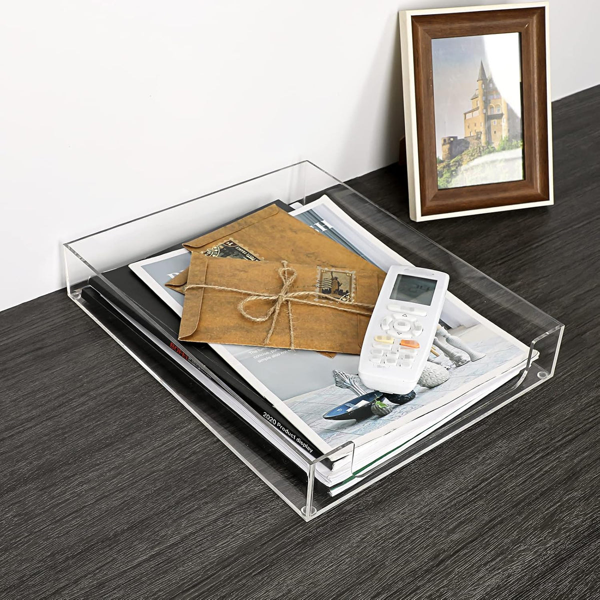 1 Pack Multipurpose A4 File Tray Clear Acrylic Desk Tray Organizer
