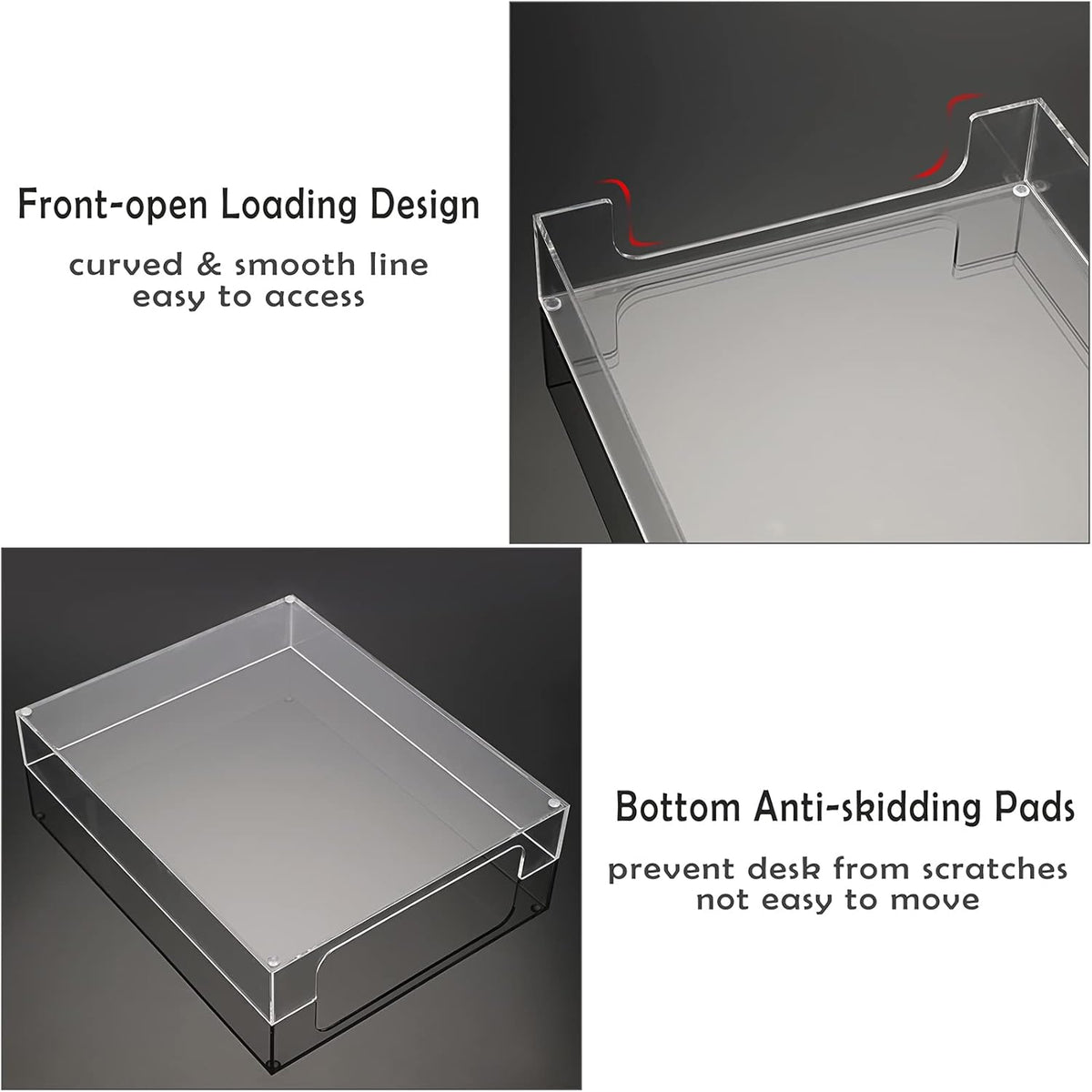 1 Pack Multipurpose A4 File Tray Clear Acrylic Desk Tray Organizer