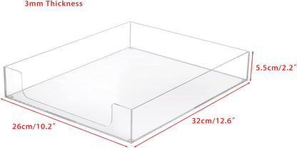 1 Pack Multipurpose A4 File Tray Clear Acrylic Desk Tray Organizer