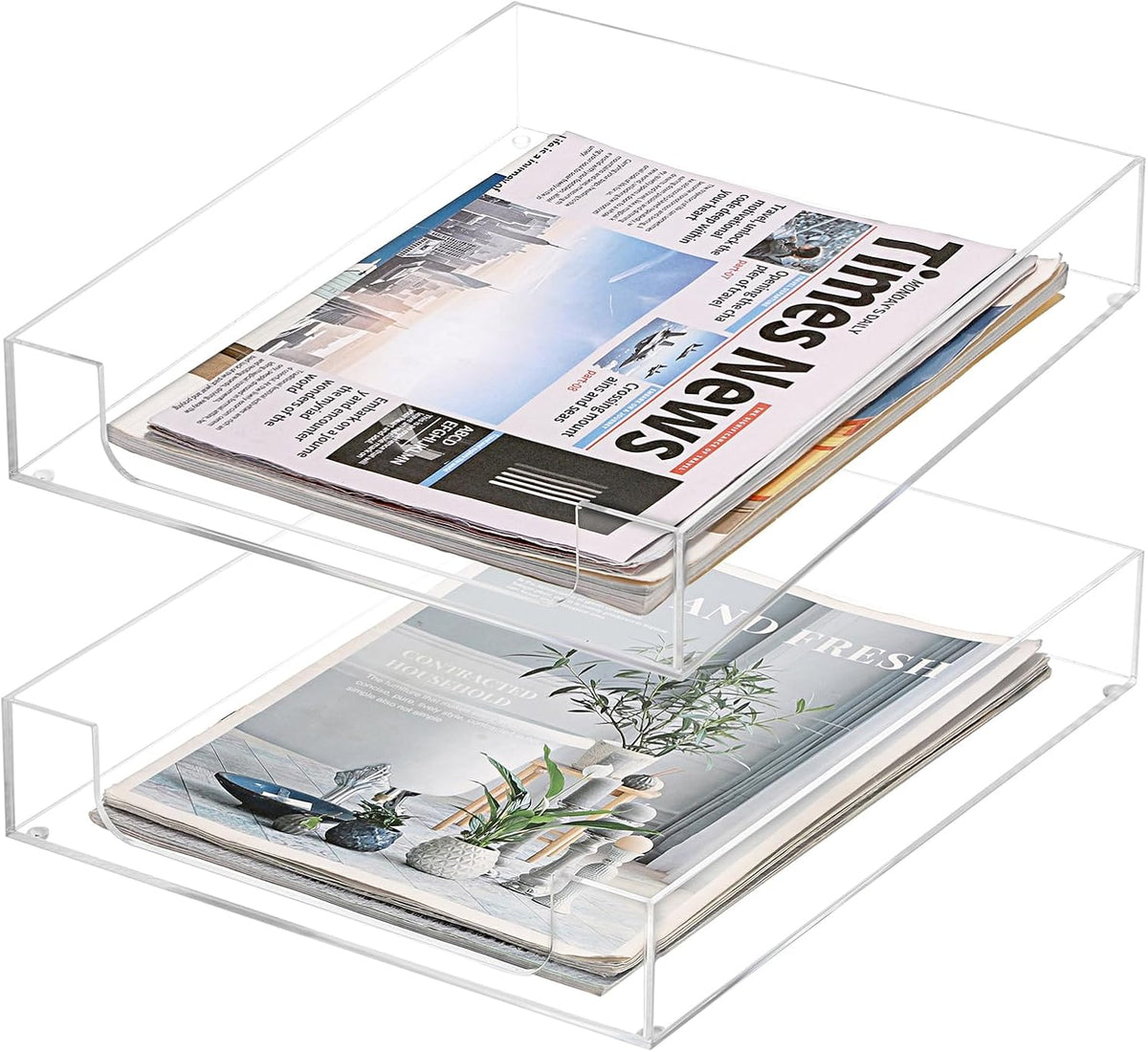 1 Pack Multipurpose A4 File Tray Clear Acrylic Desk Tray Organizer